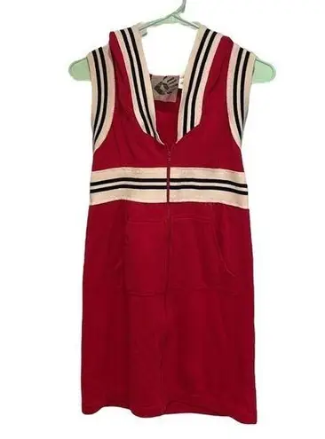Norma Kamali Norma Kamala x Everlast red striped sleeveless zip up dress small