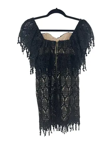 Stone Cold Fox Dress Womens XS Small Iowa Off The Shoulder Black Lace Overlay