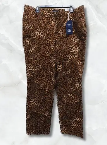Charter Club Leopard Print Stretch Straight Leg Jeans Tummy Slimming Plus Size NWT w/ Pockets