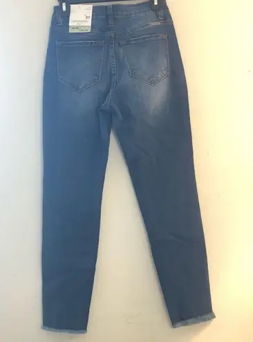 KanCan Jeans Skinny Jeans Medium Wash Fringe & Zipper Hem 7/27 NWT Style KC7285M
