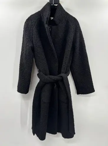 Ganni Fenn Teddy Boucle Wrap Coat Black