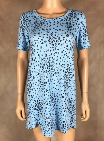 Jenni Blue Cheetah Print Short Sleeve Knit Nightgown NWT XS
