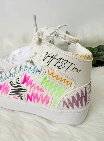 Vintage Havana Artsy Multi Swirl High-Top Leather Sneakers, Size 5.5