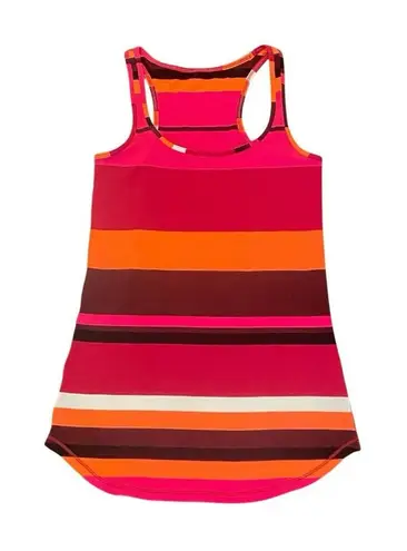 Women's Lululemon Pink/Burgundy/Orange Striped Color Block Tank Top, Size 4 Pink
