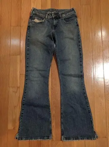 Silver Jeans Silver Lowrise Flare Jeans Womens Size 28 Slight Distress and Acid Wash