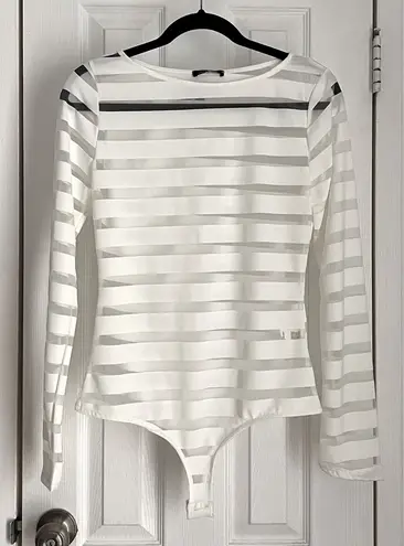 Source Unknown 🆕 Sheer Stripe Bodysuit - Size L thumbnail 1