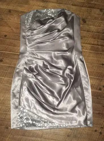 Gunne Sax Jessica McClintock for silver strapless vintage dress