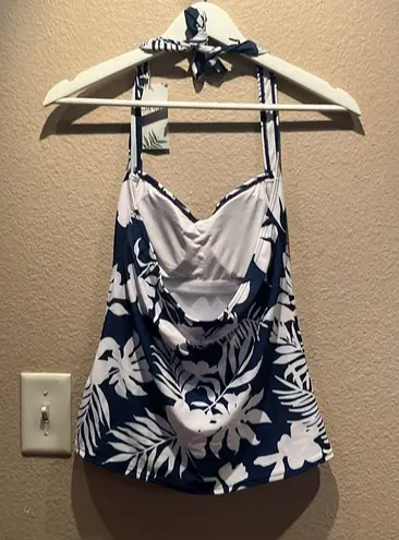 New Eomenie Women’s Blue Tropical Floral Tankini To Size Large NWT