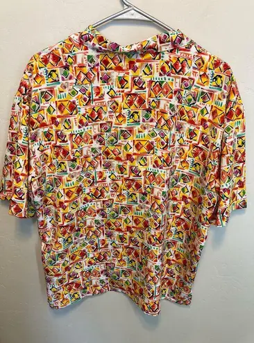 American Vintage Jaqueline Ferrar 90s Vintage Funky Button Up Blouse Oversized Medium