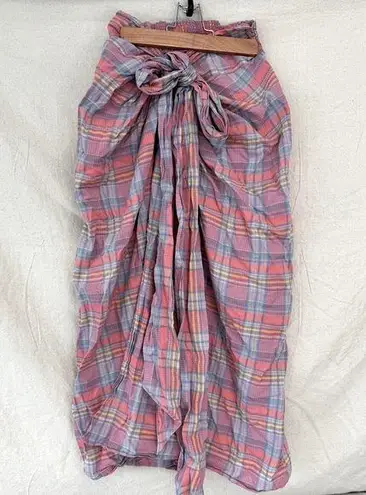 J.Crew Plaid Pareu Beach Wrap Skirt Pink Plaid XS