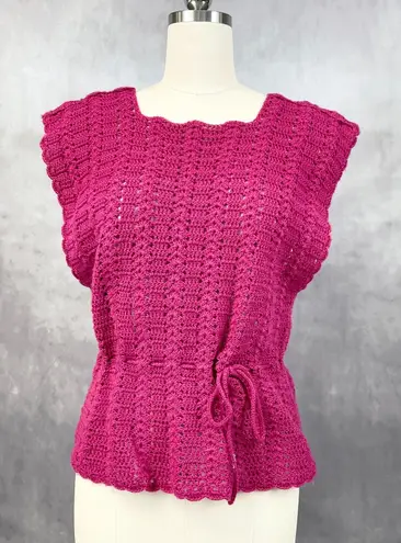 Handmade Womens Crochet Sleeveless Sweater Size Medium Boho Feminine Cottage