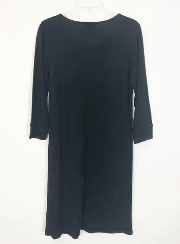Tahari Sweater Dress Womens Medium Wool Blend Double Breasted Midi Old Money Black