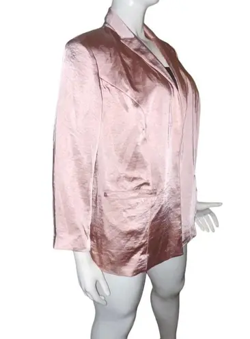 INC luxe satin rose open front blazer