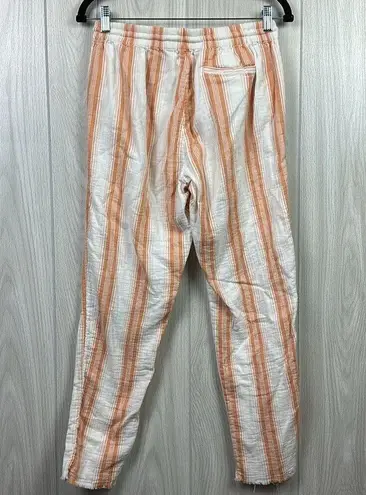Faherty Womens Pants Small Cotton Topanga Clementine Serape Raw Hem Stripe Gauzy