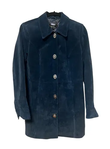 Dennis Basso Blue Leather Jacket - (Size XS)