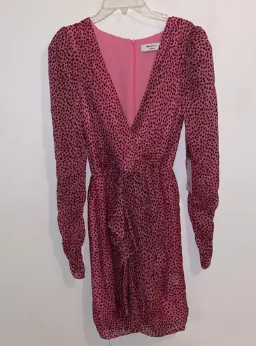 Bailey44 NWT $238 Bailey 44 Juniper Pink Ruffle Polka Surplice Neck Dot-Print Dress 4