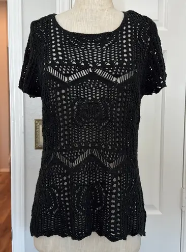 Live and let live Y2k crochet short sleeve top - Image 1