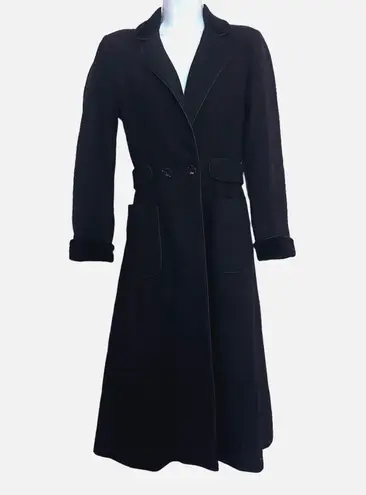 Vintage Fleurette black wool long coat velvet collar and handcuff Size 6