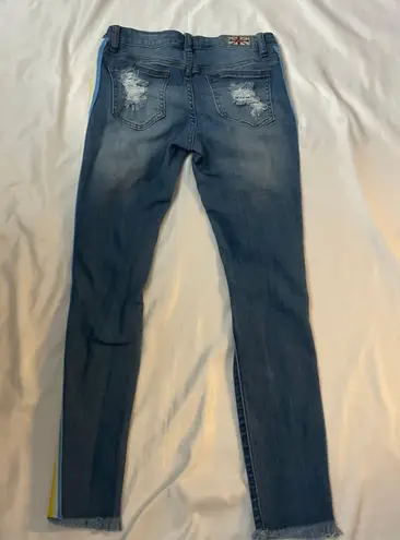 Machine Pour Neuf Mode Rainbow Distressed Denim Jean PRIDE 5/28 Red