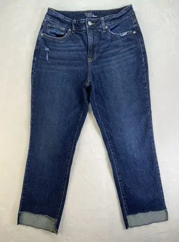 Time and Tru High Rise straight leg crop Jeans Women's sz 10 shark bite Hem Blue