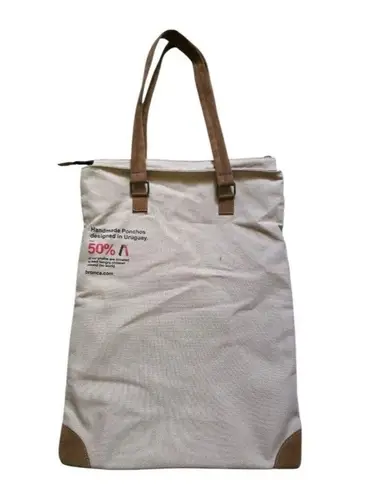 Bronca Tote Canvas Bag White Brown Handles Apparel Connecting Humanity Uruguay Size M