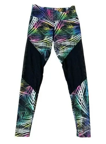 Onzie Palm Print Sheer Panel Leggings Size S/M