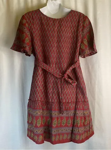 Raga Avah Floral Faux Boho Wrap Mini Dress color Wine size LARGE BRAND New