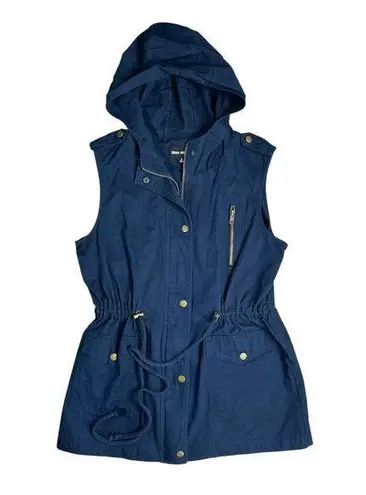 Zenana Outfitters Navy Blue Sleeveless Jacket Hooded Small Outerwear