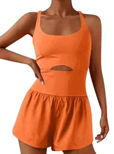 Chic Orange Cutout Athletic Romper Size L