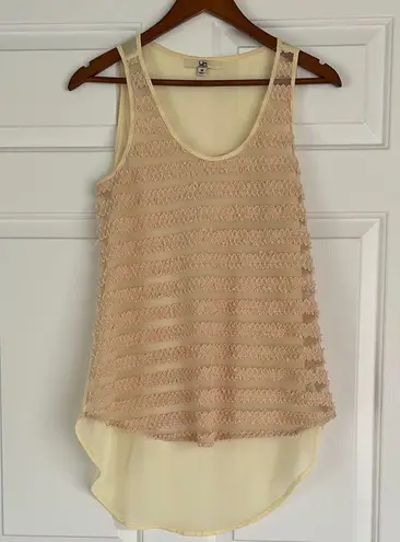 YA Los Angeles Cream Asymmetrical Ribbed Tank Top