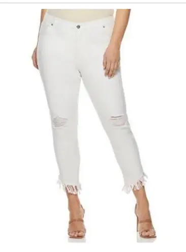 Sofia Vergara Rosa Curvy Ankle Womens White Jeans 20 High Waist Distress… Size undefined