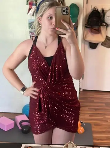 Double Crazy Red Sparkly Dress 