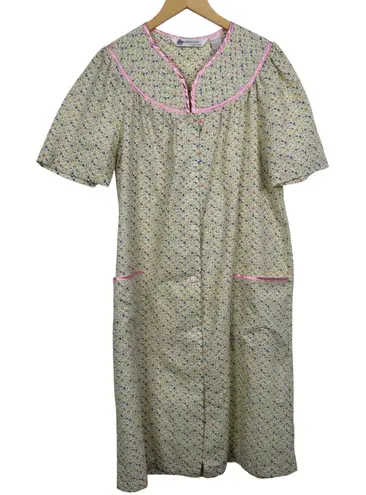 Morning Glory by Jasmine Rose Floral Robe Size M Button Front Pockets Yellow - Image 1