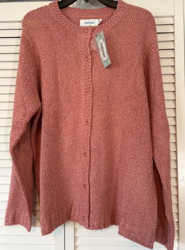 National Geographic National Pink Knit Button Front Cardigan Sweater Women's 1X Textured