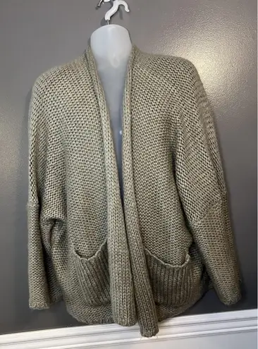 Moca Sweater Womens One Size Beige Taupe Chunky Knit Open Front Cardigan Pockets