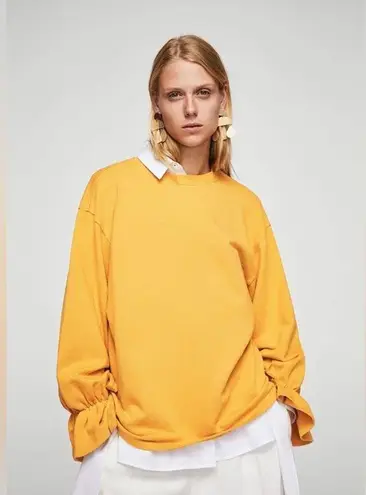 Mango  Bow Cotton Sweatshirt Mustard Yellow