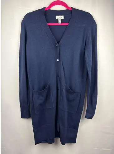 D & Co. Navy Blue Long Cardigan Sweater XS Petite Size undefined