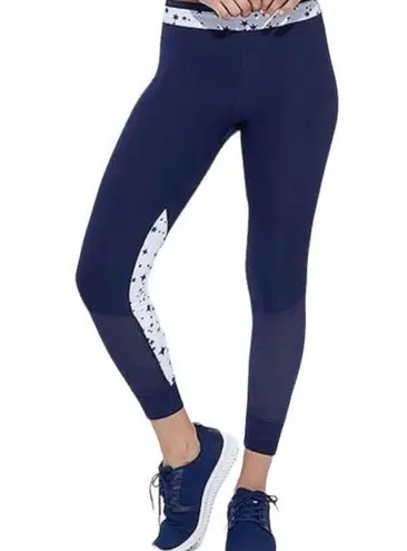 Marika Navy Blocked Tempo Leggings Workout size XL Star Print
