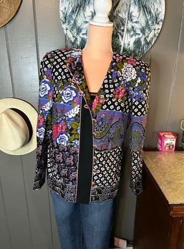 Vintage Lady Carol of New York Floral Patchwork Style Jacket Purple Size M