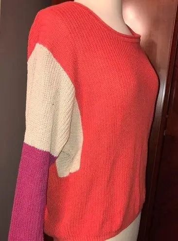 Mine…Colorblock Crewneck Sweater Orange