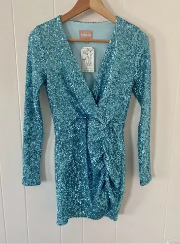 Show Me Your Mumu  Party Hop Sequin Dress in Frosty Blue Size X-Small NWT