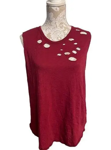 Fantastic Fawn  Tank Top Destroyed Deep Red 1X