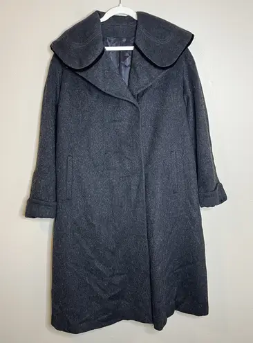 Women's Vintage Coat Wool 4x Peter Pan Round Color Long Preppy Classic Botany Gray