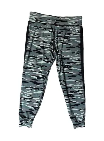 California Sport Camo Jogger Pants Drawstring Waist Black Racing Stripe Size XL Green