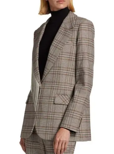 Tanya Taylor Lewis Plaid Fringe Trim Blazer NEW
