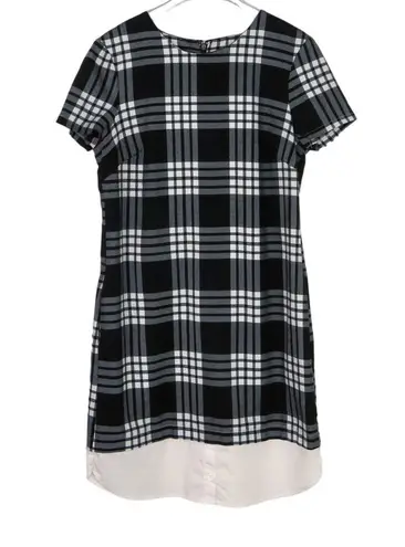 New York & Co. Preppy Black & White Plaid Dress Short Sleeves Small