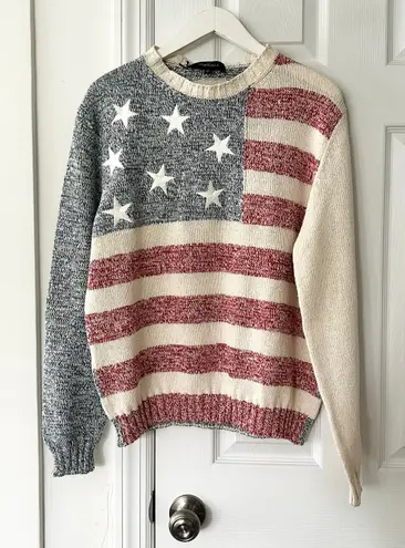 Setball Vintage NWT Silk Cotton American Flag Embroidered Stars Sweater IT 50 M White Size M