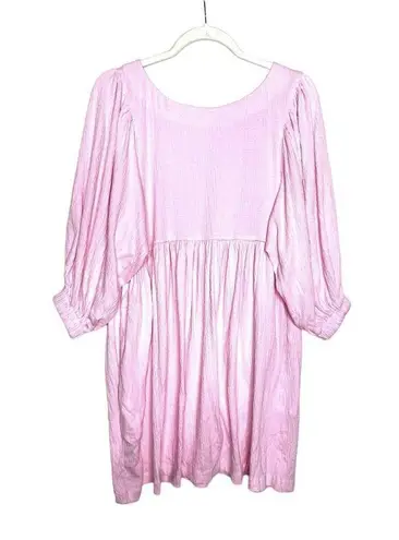 Petal and Pup  Ermias Long Balloon Sleeve Mini Smock Dress Textured Pink Size 2