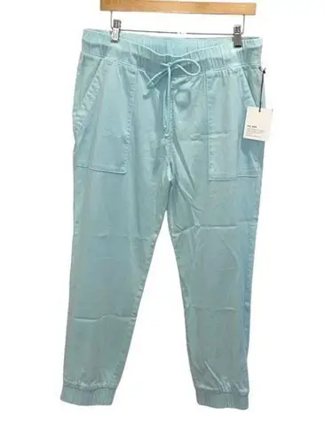 Bella Dahl Womens Elastic Waist Drawstring Cropped Jogger Pants Aqua Large NWT