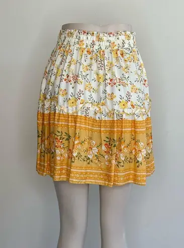 The Comfy And Ready Fiona Floral Mini Skirt in Yellow